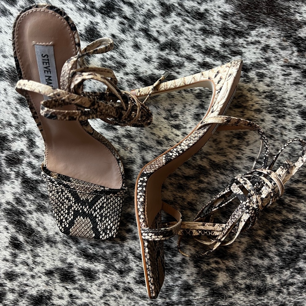 Steve Madden Snake Print Lace Up Heels